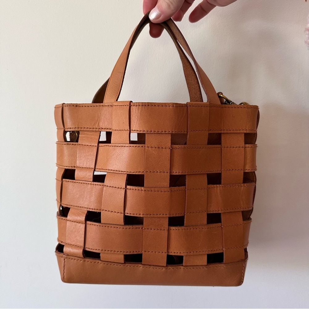 MADEWELL - Brown Leather Cross Stitch Crossbody Bag